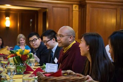 Ogyen Trinley Dorje at Chubb Fellowship student dinner