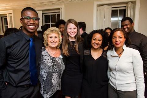 Susan Rice poses with guests a the Chubb Fellowship reception