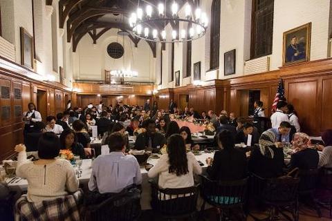 The Chubb Fellowship student dinner honors Susan Rice in Timothy Dwight Dining Hall