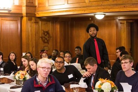Chubb Fellowship student dinner honors Susan Rice in Timothy Dwight Dining Hall