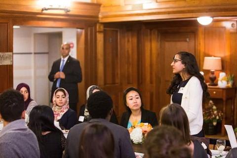 Susan Rice answers student questions post Chubb Fellowship student dinner
