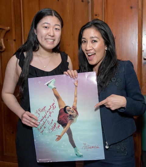 Michelle Kwan meets students and signs memorabilia